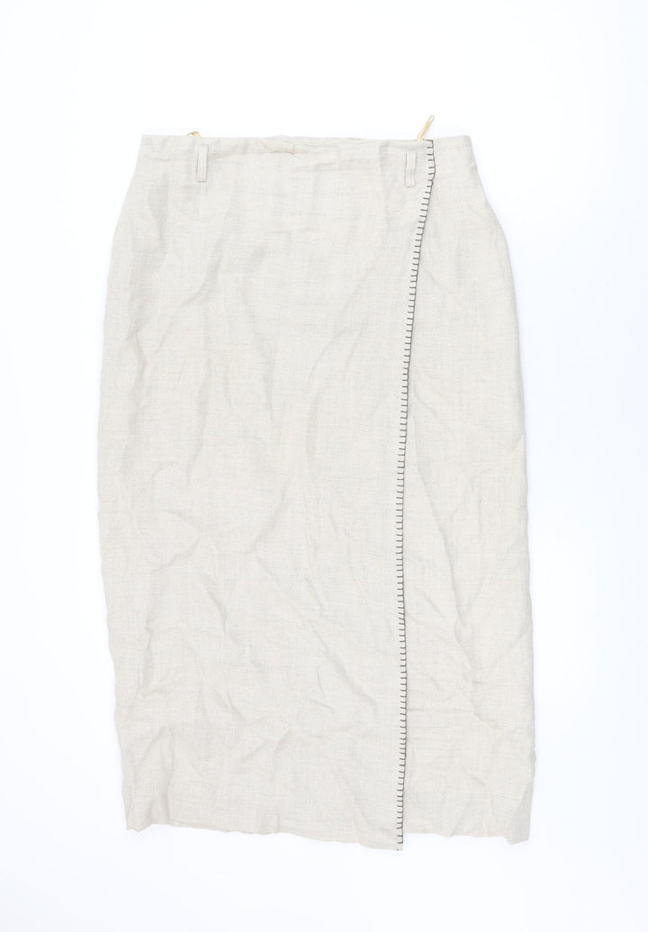 Lakeland Womens Beige Viscose Wrap Skirt Size 16 Zip