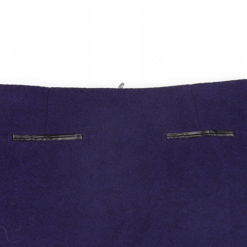 Marks and Spencer Womens Blue Polyester A-Line Skirt Size 8 Zip