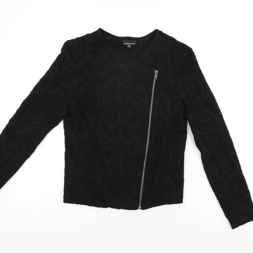 Warehouse Womens Black Geometric Jacket Size 10 Zip