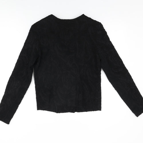 Warehouse Womens Black Geometric Jacket Size 10 Zip