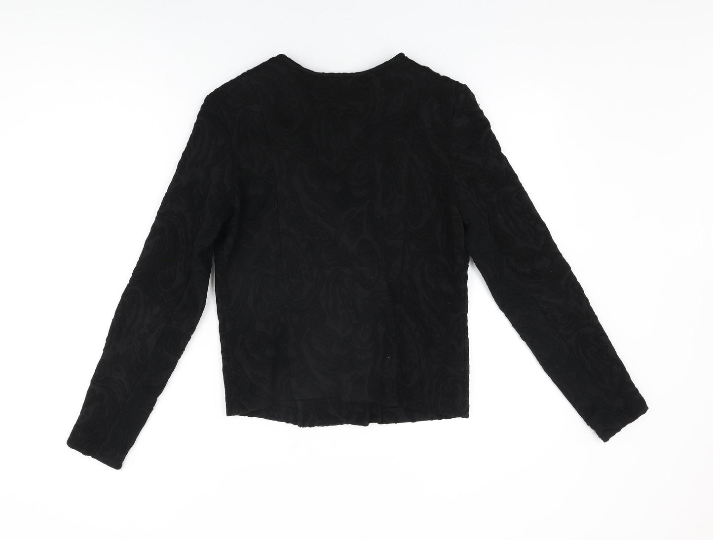 Warehouse Womens Black Geometric Jacket Size 10 Zip