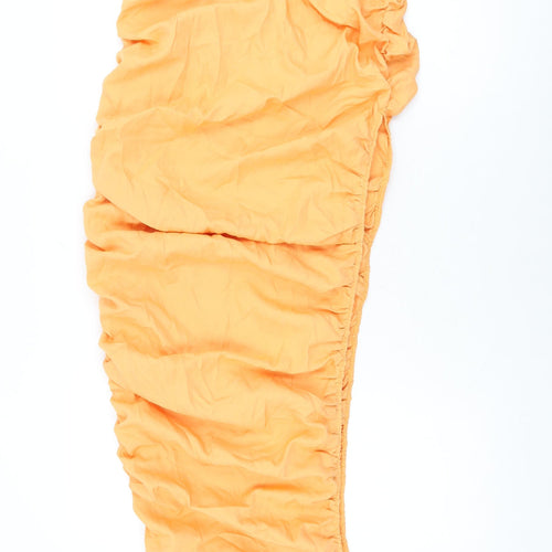 PRETTYLITTLETHING Womens Orange Polyester Maxi Skirt Size 10 Zip