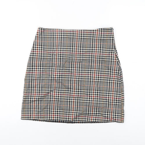 New Look Womens Multicoloured Geometric Polyester Mini Skirt Size 10 Zip