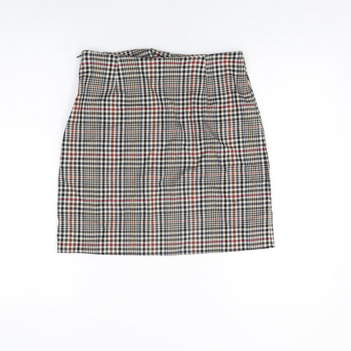 New Look Womens Multicoloured Geometric Polyester Mini Skirt Size 10 Zip