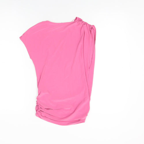 Zara Womens Pink Polyester Wrap T-Shirt Size S V-Neck