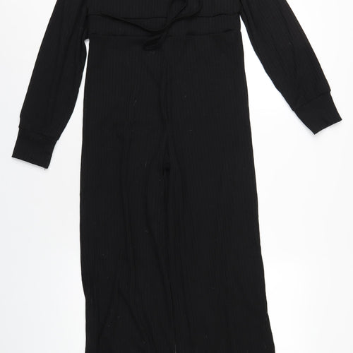 Boohoo Womens Black Polyester Jumpsuit One-Piece Size 10 L31 in Zip