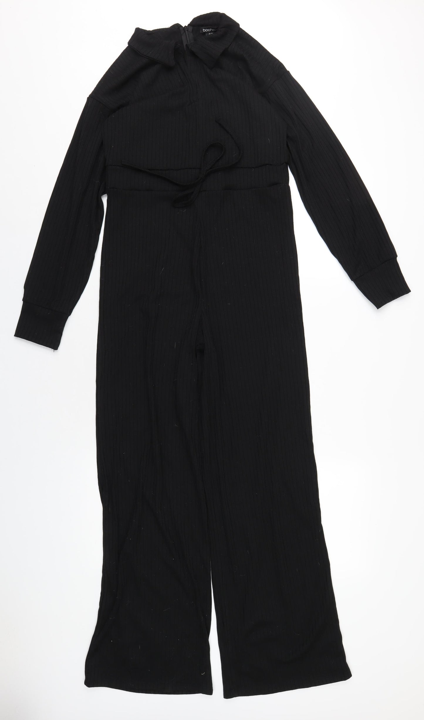 Boohoo Womens Black Polyester Jumpsuit One-Piece Size 10 L31 in Zip