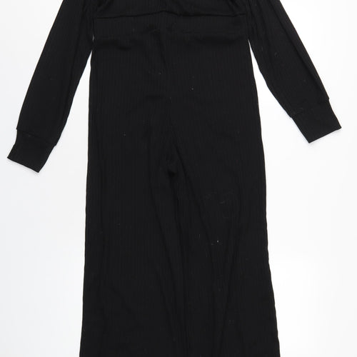 Boohoo Womens Black Polyester Jumpsuit One-Piece Size 10 L31 in Zip