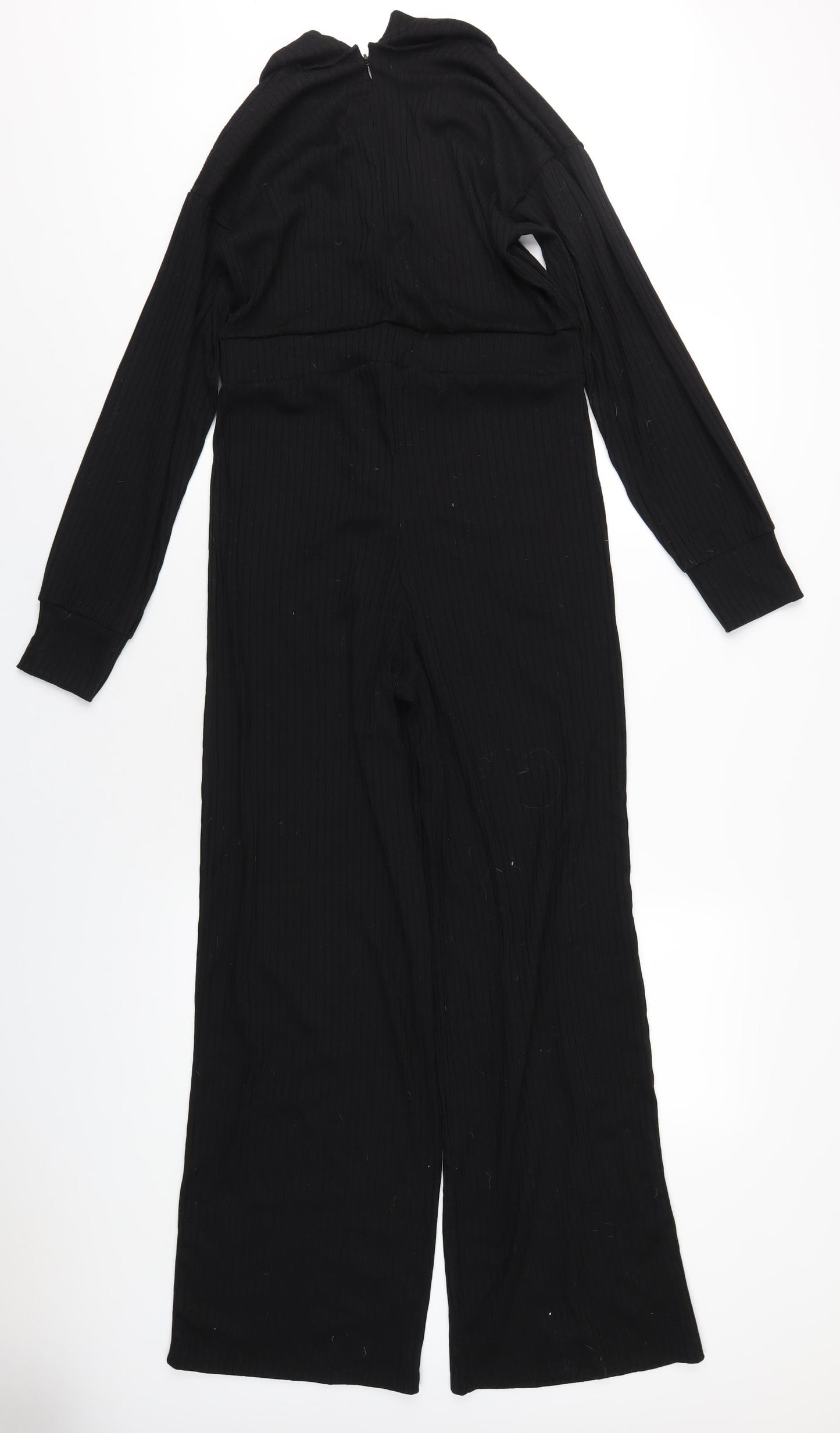 Boohoo Womens Black Polyester Jumpsuit One-Piece Size 10 L31 in Zip