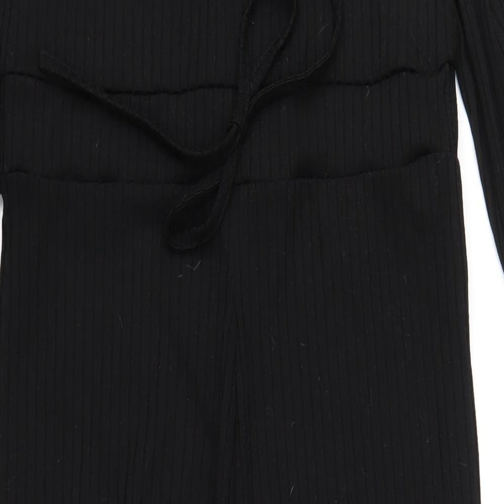 Boohoo Womens Black Polyester Jumpsuit One-Piece Size 10 L31 in Zip