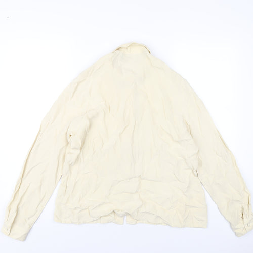 Austin Reed Womens Ivory Silk Basic Button-Up Size 16 Collared