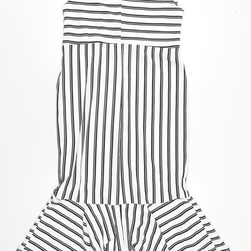 Simply Be Womens White Striped Polyester A-Line Size 18 Off the Shoulder Pullover