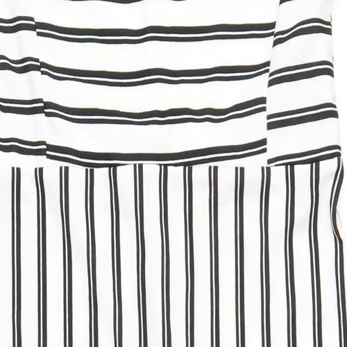 Simply Be Womens White Striped Polyester A-Line Size 18 Off the Shoulder Pullover