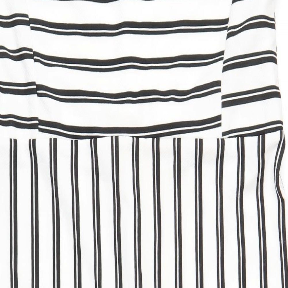 Simply Be Womens White Striped Polyester A-Line Size 18 Off the Shoulder Pullover