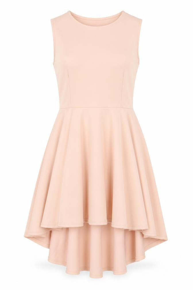 Front view of Missi London women’s pink polyester a-line, size UK 12, round neck pullover