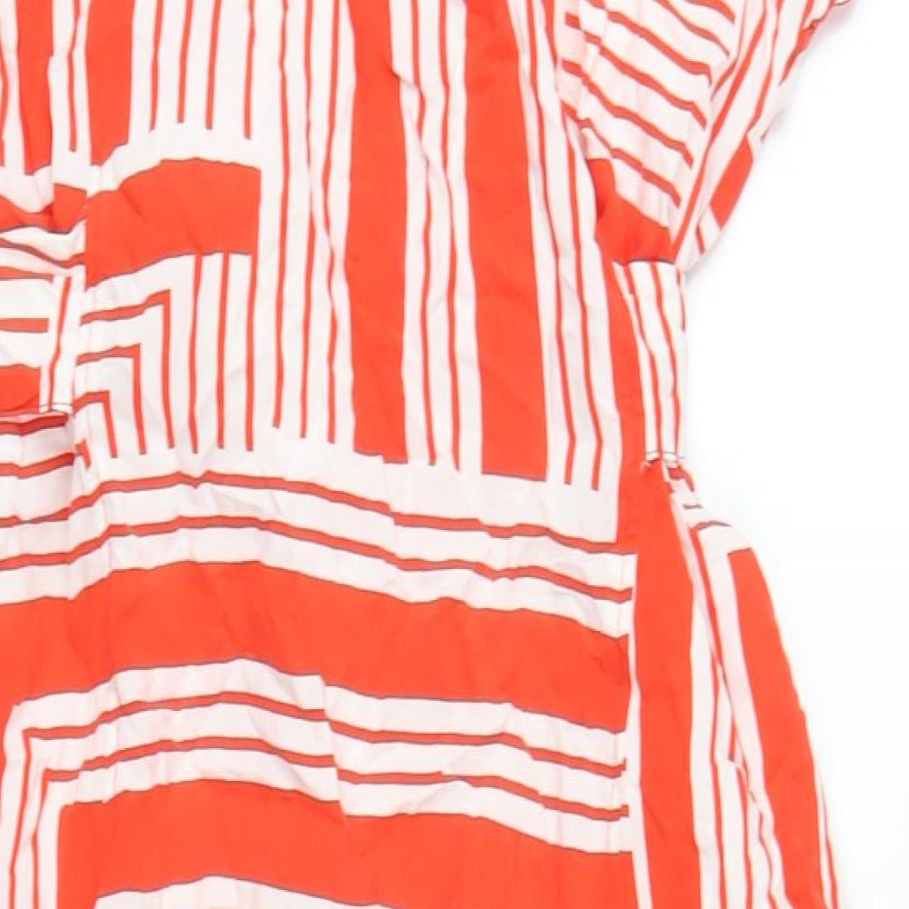 New Look Womens Orange Geometric Viscose Shirt Dress Size 16 Collared Button