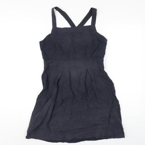 Max Womens Blue Cotton A-Line Size 10 Square Neck Zip