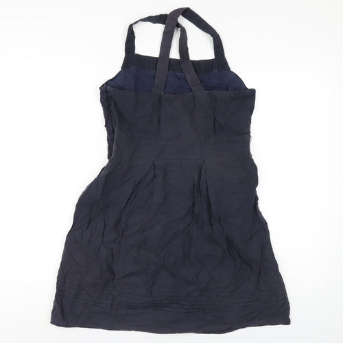 Max Womens Blue Cotton A-Line Size 10 Square Neck Zip