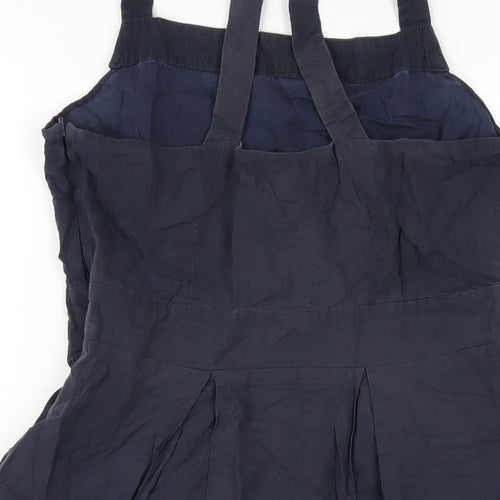 Max Womens Blue Cotton A-Line Size 10 Square Neck Zip