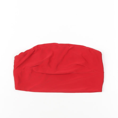 PRETTYLITTLETHING Womens Red Polyester Basic T-Shirt Size 8 Square Neck