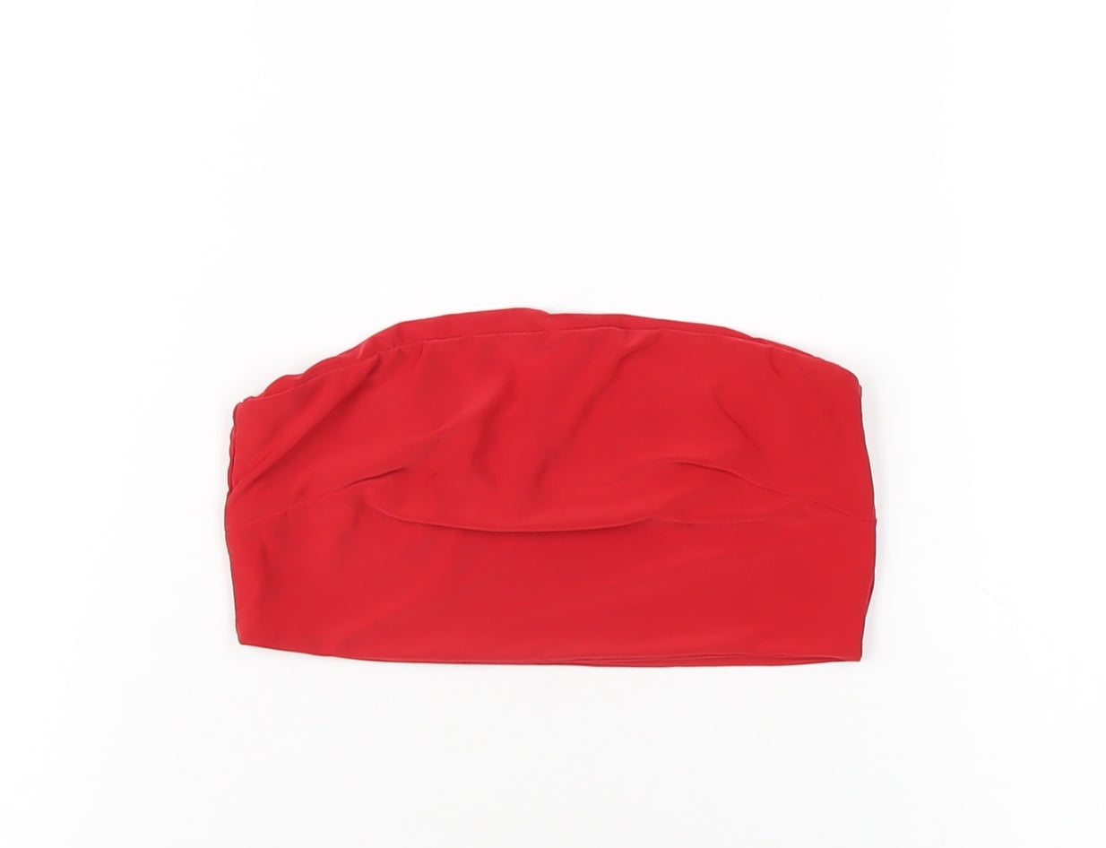 PRETTYLITTLETHING Womens Red Polyester Basic T-Shirt Size 8 Square Neck