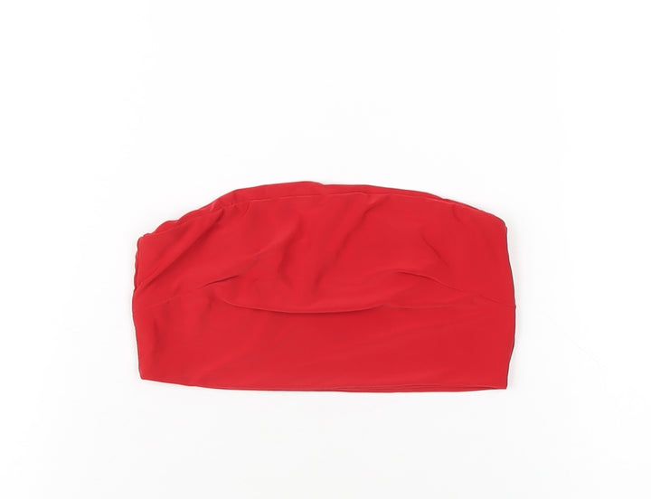 PRETTYLITTLETHING Womens Red Polyester Basic T-Shirt Size 8 Square Neck