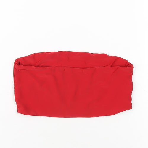 PRETTYLITTLETHING Womens Red Polyester Basic T-Shirt Size 8 Square Neck