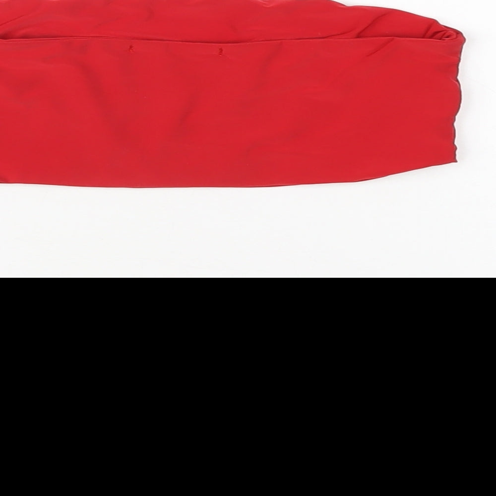 PRETTYLITTLETHING Womens Red Polyester Basic T-Shirt Size 8 Square Neck