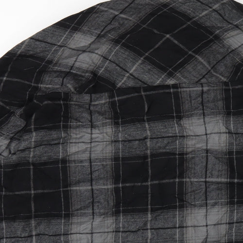 H&M Womens Black Plaid Cotton Basic Button-Up Size XS Collared