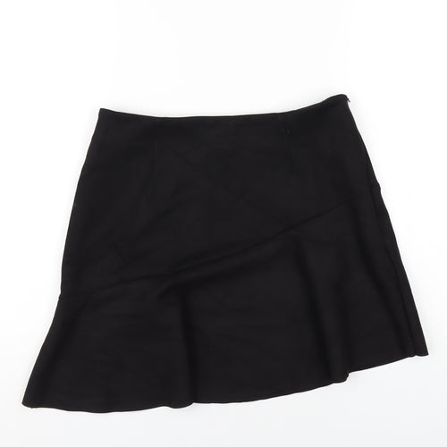 New Look Womens Black Polyester A-Line Skirt Size 12 Zip