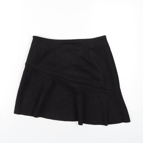 New Look Womens Black Polyester A-Line Skirt Size 12 Zip