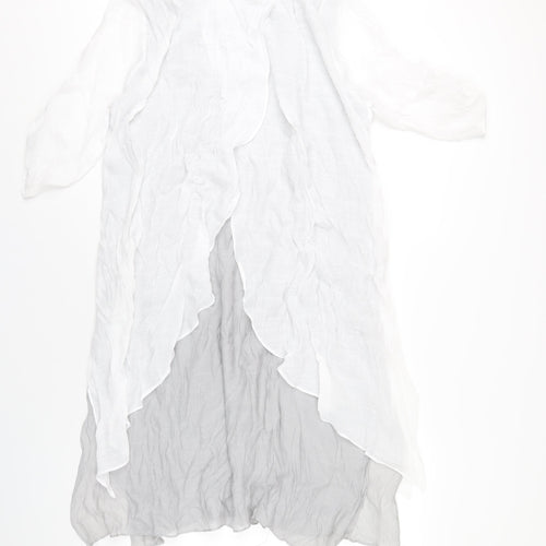 Saloos Womens White Geometric Viscose A-Line Size 16 Round Neck Pullover