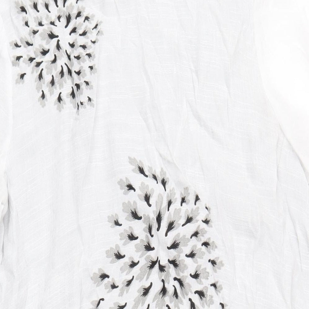 Saloos Womens White Geometric Viscose A-Line Size 16 Round Neck Pullover