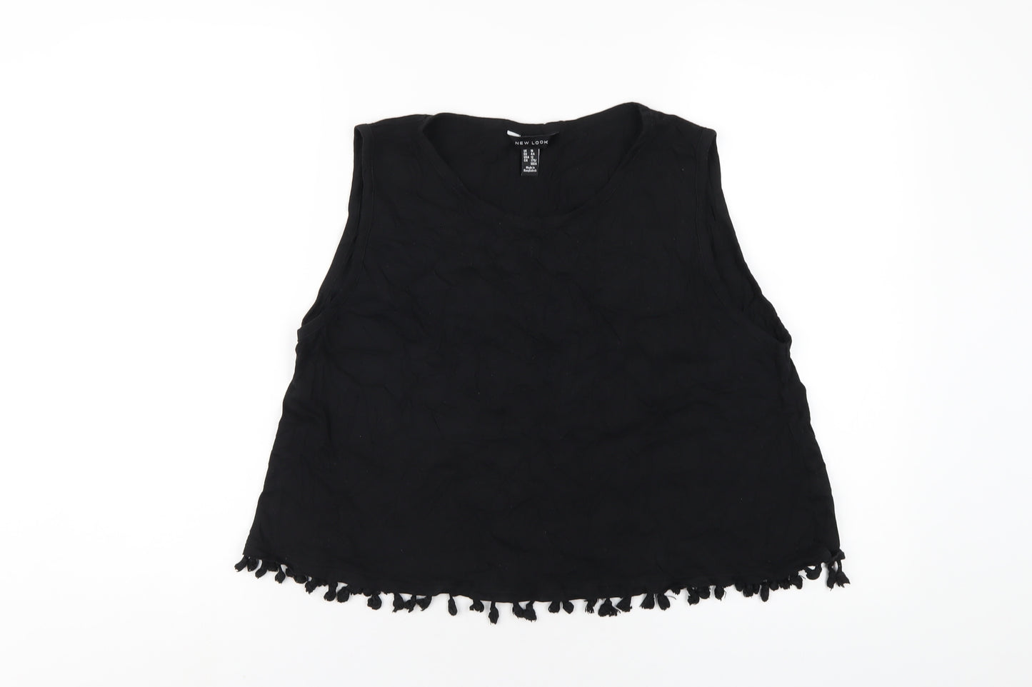 New Look Womens Black Cotton Basic Tank Size 16 Round Neck