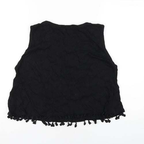 New Look Womens Black Cotton Basic Tank Size 16 Round Neck