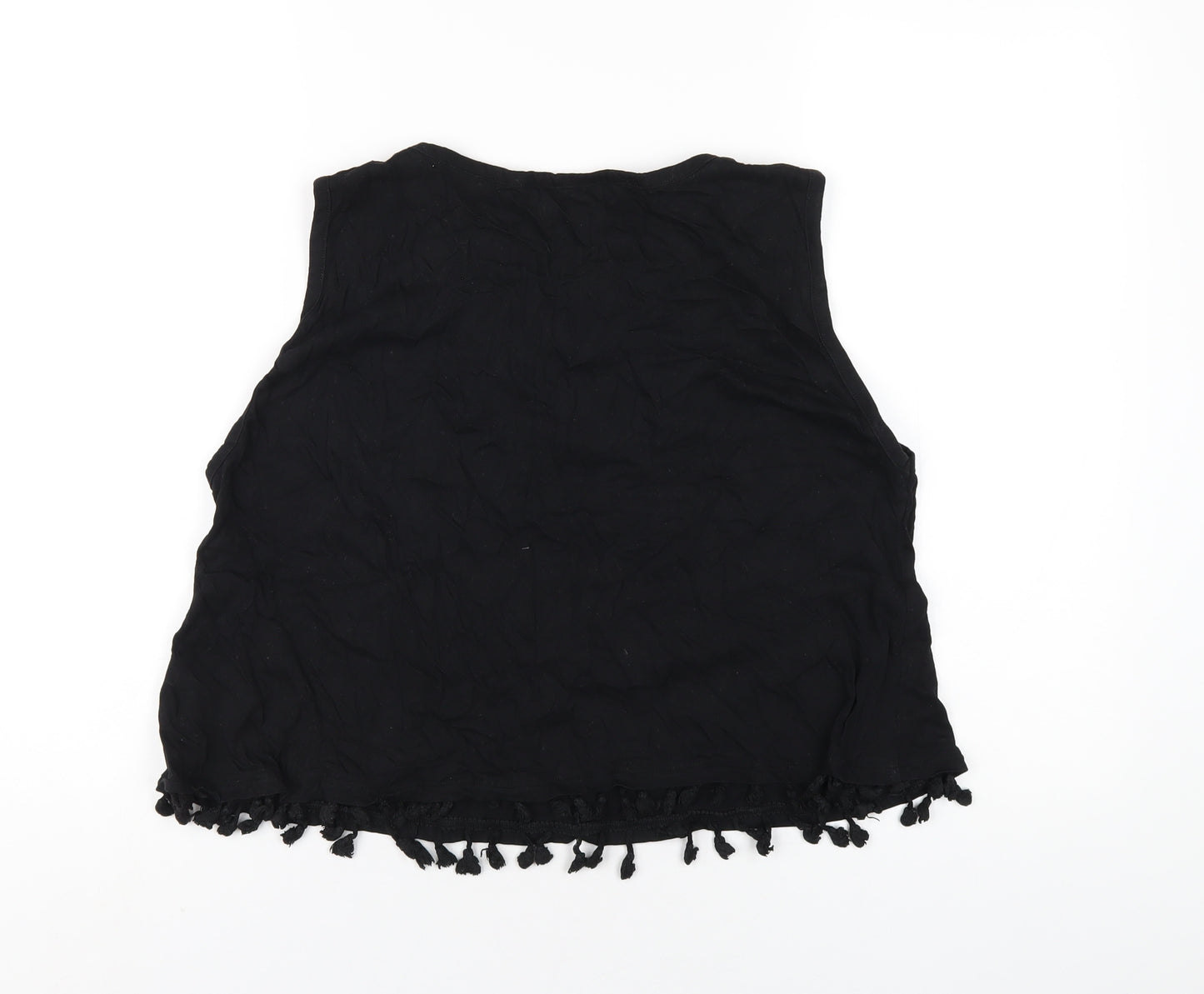 New Look Womens Black Cotton Basic Tank Size 16 Round Neck