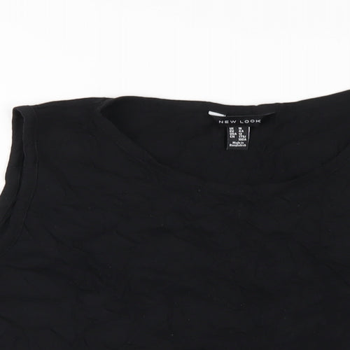 New Look Womens Black Cotton Basic Tank Size 16 Round Neck