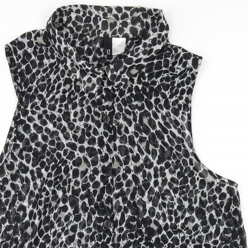 H&M Womens Multicoloured Animal Print Polyester Basic Button-Up Size 8 Collared
