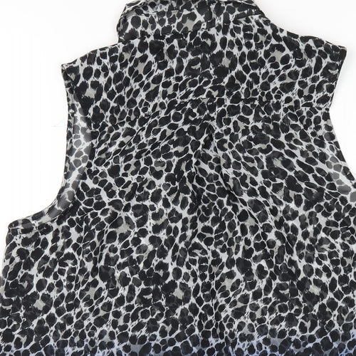 H&M Womens Multicoloured Animal Print Polyester Basic Button-Up Size 8 Collared