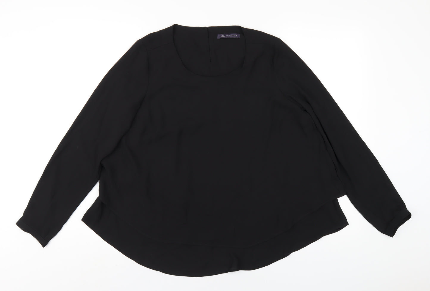 Marks and Spencer Womens Black Polyester Basic T-Shirt Size 12 Round Neck