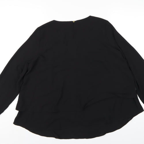 Marks and Spencer Womens Black Polyester Basic T-Shirt Size 12 Round Neck