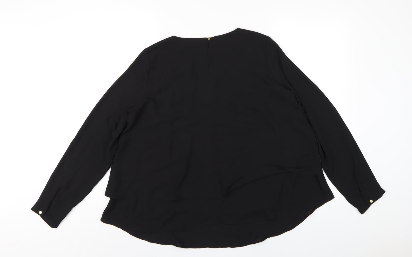 Marks and Spencer Womens Black Polyester Basic T-Shirt Size 12 Round Neck