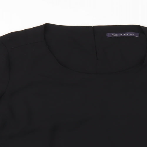 Marks and Spencer Womens Black Polyester Basic T-Shirt Size 12 Round Neck