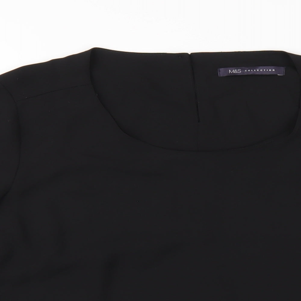 Marks and Spencer Womens Black Polyester Basic T-Shirt Size 12 Round Neck
