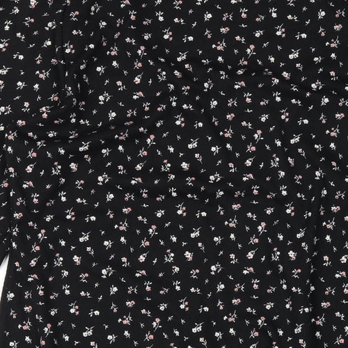H&M Womens Black Floral Polyester A-Line Size 2XL Square Neck Pullover