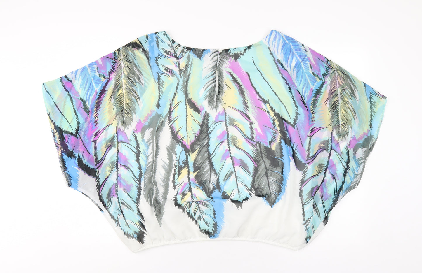 Dunnes Stores Womens Multicoloured Geometric Polyester Basic T-Shirt Size 16 Round Neck