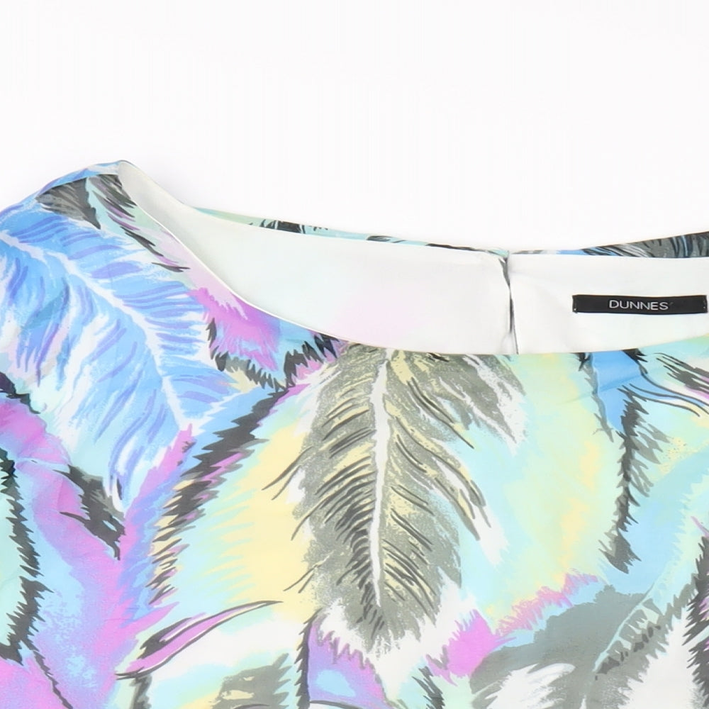 Dunnes Stores Womens Multicoloured Geometric Polyester Basic T-Shirt Size 16 Round Neck