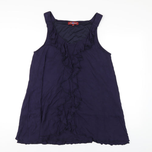 Uttam London Womens Blue Viscose Tank Dress Size M Scoop Neck Pullover