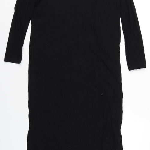 ASOS Womens Black Cotton Maxi Size 8 Round Neck Pullover