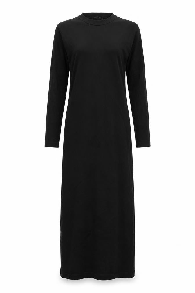 Front view of ASOS women’s black cotton maxi, size UK 8, round neck pullover